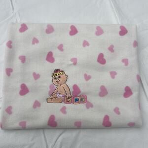 CPK cabbage Patch Kids Fleece Plush Embroidered Baby Blanket 30x40”